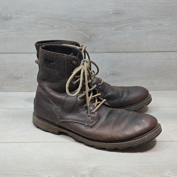 Sorel Men's Ankle Brown Leather Boots Shoes Sz 11.5 - Picture 1 of 11